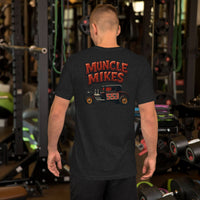 Back view of black heather Hot Rod 553 unisex T-shirt