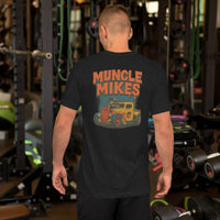 Back view of black heather Rat Rod Truck 001 unisex T-shirt