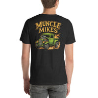 Back view of black heather Rat Rod Truck 002 unisex T-shirt