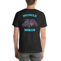 Back view of black heather Hot Rod 003 unisex T-shirt