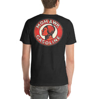 Back view of black heather Mohawk Gasoline Vintage Gas and Oil unisex T-shirt