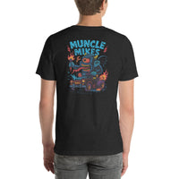 Back view of black heather Monster Rods 032 unisex T-shirt