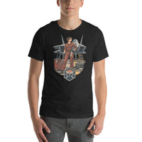 Vintage aviation pin-up T-shirt Edition 28, Black Heather front product mockup