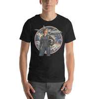 Vintage aviation pin-up T-shirt Edition 34, Black Heather front product mockup