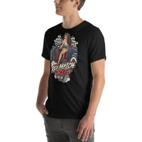 Rev Match Rita hot-rod T-shirt, Black left front mockup