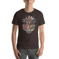 Vintage aviation pin-up T-shirt Edition 28, Brown front product mockup
