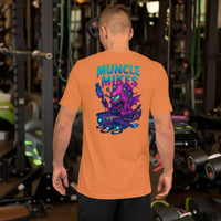 Back view of burnt orange Monster Rods 005 unisex T-shirt