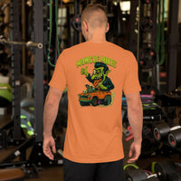 Back view of burnt orange Monster Rods 010 unisex T-shirt
