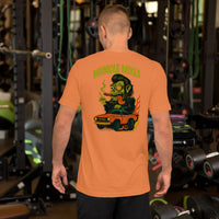 Back view of burnt orange Monster Rods 013 unisex T-shirt