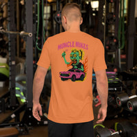 Back view of burnt orange Monster Rods 014 unisex T-shirt
