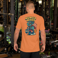 Back view of burnt orange Monster Rods 018 unisex T-shirt
