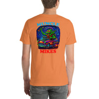 Back view of burnt orange Monster Rods 019 unisex T-shirt
