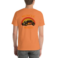 Back view of burnt orange Hot Rod 002 unisex T-shirt