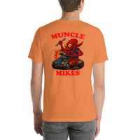 Back view of burnt orange Monster Rods 020 unisex T-shirt