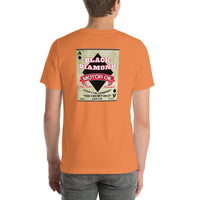 Back view of burnt orange Black Diamond Motor Oil Vintage Gas and Oil unisex T-shirt