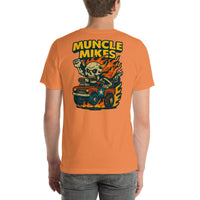 Back view of burnt orange Monster Rods 028 unisex T-shirt