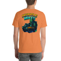 Back view of burnt orange Monster Rods 038 unisex T-shirt