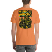 Back view of burnt orange Monster Rods 039 unisex T-shirt