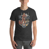 Vintage aviation pin-up T-shirt Edition 28, Dark Grey Heather front product mockup