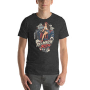 Rev Match Rita hot-rod T-shirt, Dark Grey Heather front mockup