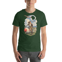 Vintage aviation pin-up T-shirt Edition 36, Forest front product mockup