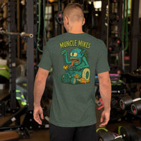 Hot Rods and Monsters 002 t-shirt in heather forest, back view