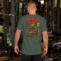 Monster Rods 007 t-shirt in heather forest, back view