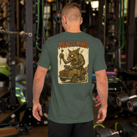 Monster Rods 008 t-shirt in heather forest, back view