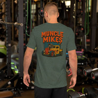 Back view of heather forest Rat Rod Truck 001 unisex T-shirt