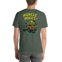 Back view of heather forest Monster Rods 037 unisex T-shirt