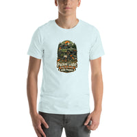 Packed Light—Only 400 Pounds road-trip T-shirt, Heather Ice Blue front mockup