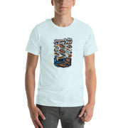 Disassembly Is the Easy Part mechanic T-shirt, Heather Ice Blue front mockup