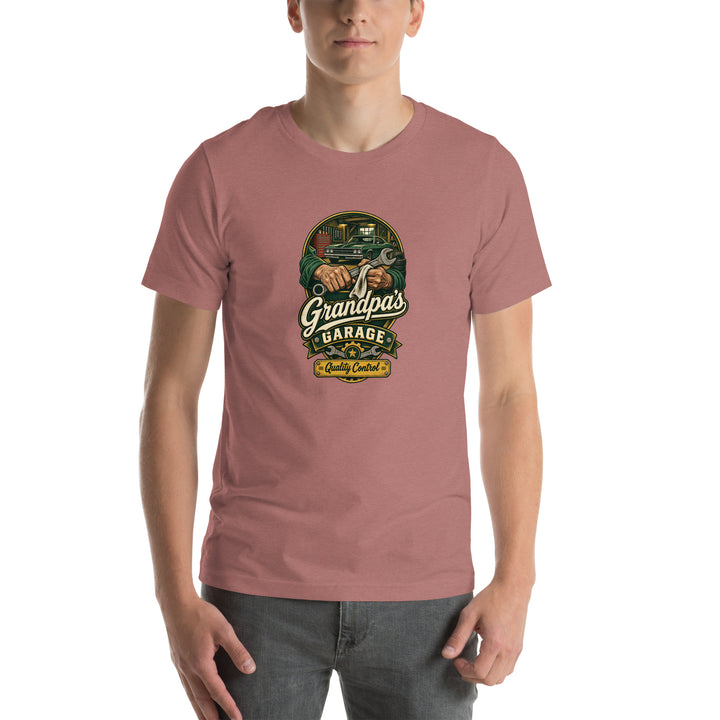 Grandpa's Garage Quality Control T-shirt, Heather Mauve Front mockup