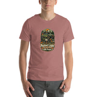 Packed Light—Only 400 Pounds road-trip T-shirt, Heather Mauve front mockup