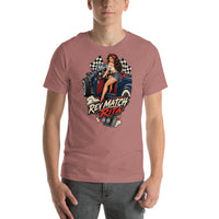 Rev Match Rita hot-rod T-shirt, Heather Mauve front mockup