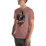 Rev Match Rita hot-rod T-shirt, Heather Mauve left front mockup