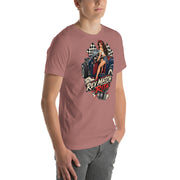 Rev Match Rita hot-rod T-shirt, Heather Mauve right front mockup