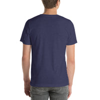 Rev Match Rita hot-rod T-shirt, Heather Midnight Navy back mockup