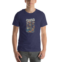 Disassembly Is the Easy Part mechanic T-shirt, Heather Midnight Navy front mockup