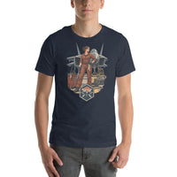 Vintage aviation pin-up T-shirt Edition 28, Heather Navy front product mockup