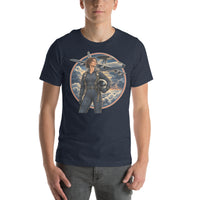 Vintage aviation pin-up T-shirt Edition 34, Heather Navy front product mockup