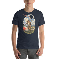 Vintage aviation pin-up T-shirt Edition 36, Heather Navy front product mockup