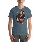 Rev Match Rita hot-rod T-shirt, Heather Slate front mockup