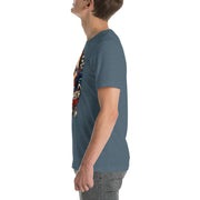 Rev Match Rita hot-rod T-shirt, Heather Slate left mockup