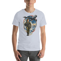 Vintage aviation pin-up T-shirt Edition 02, Light Blue front product mockup