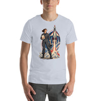 Vintage aviation pin-up T-shirt Edition 10, Light Blue front product mockup
