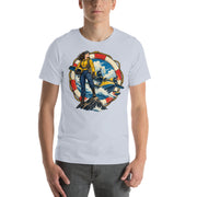 Vintage aviation pin-up T-shirt Edition 14, Light Blue front product mockup