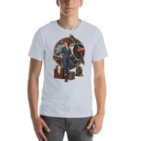 Vintage aviation pin-up T-shirt Edition 17, Light Blue front product mockup