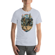 Vintage aviation pin-up T-shirt Edition 21, Light Blue front product mockup