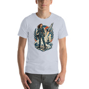 Vintage aviation pin-up T-shirt Edition 25, Light Blue front product mockup